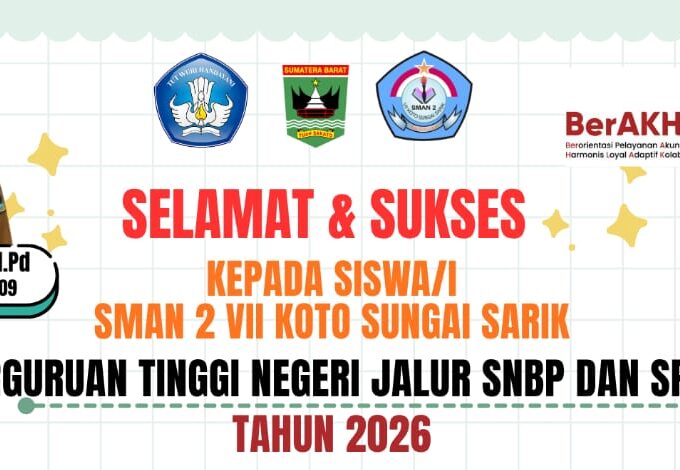 SELAMAT ATAS KELULUSAN MURID SMAN 2 VII KOTO SUNGAI SARIK TAHUN AJARAN 2025/2026